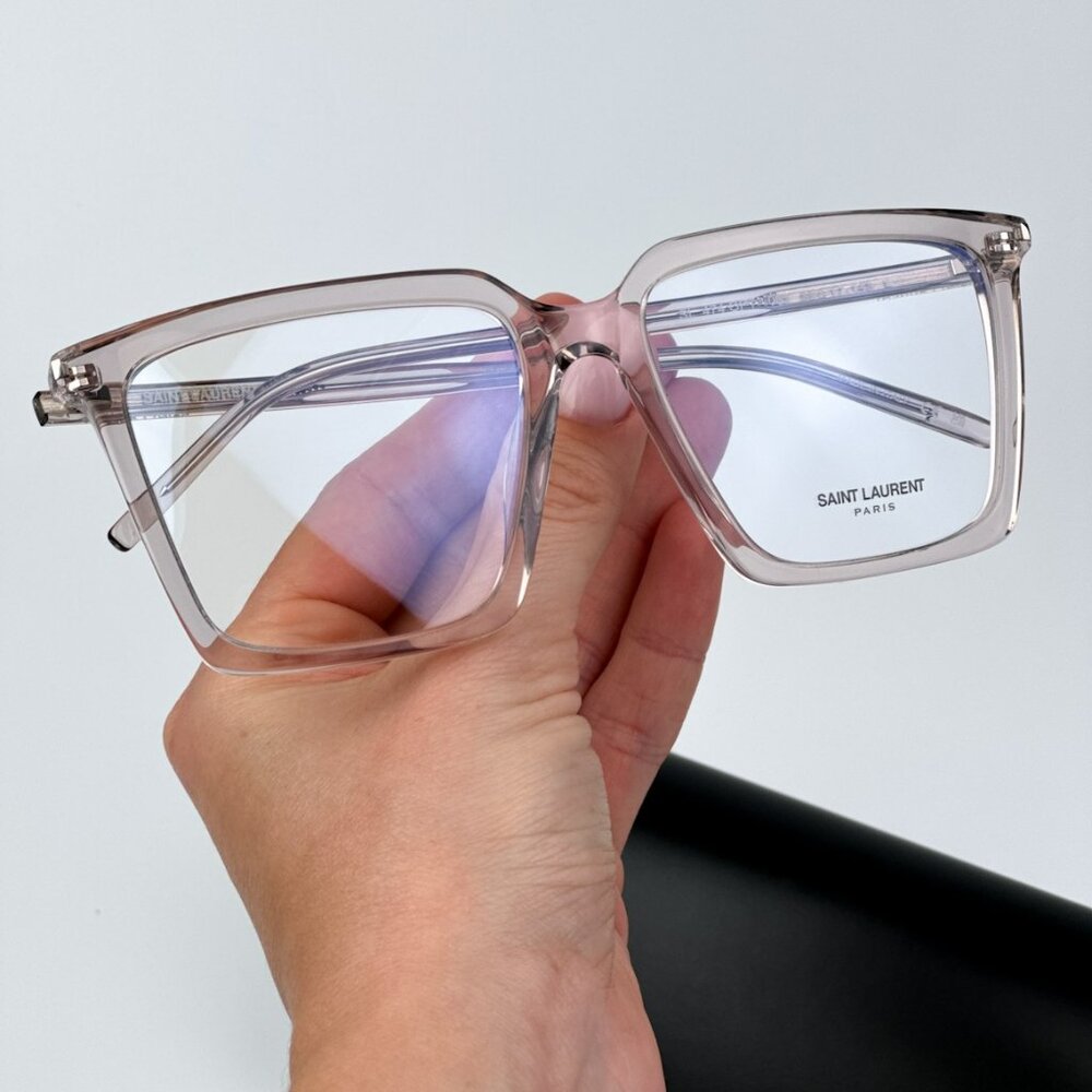 Saint Laurent SL474OPT 003 BRAND NEW Eyeglasses Transparent Nude Square Unisex - Picture 1 of 10